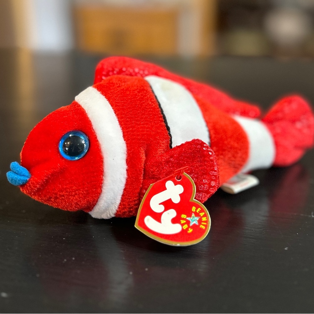 Ty clownfish beanie baby Jester 2001